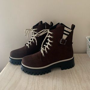 brown combat boots